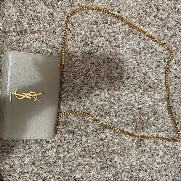 Yves Saint Laurent Taupe Leather Crossbody Bag - Picture 6 of 13